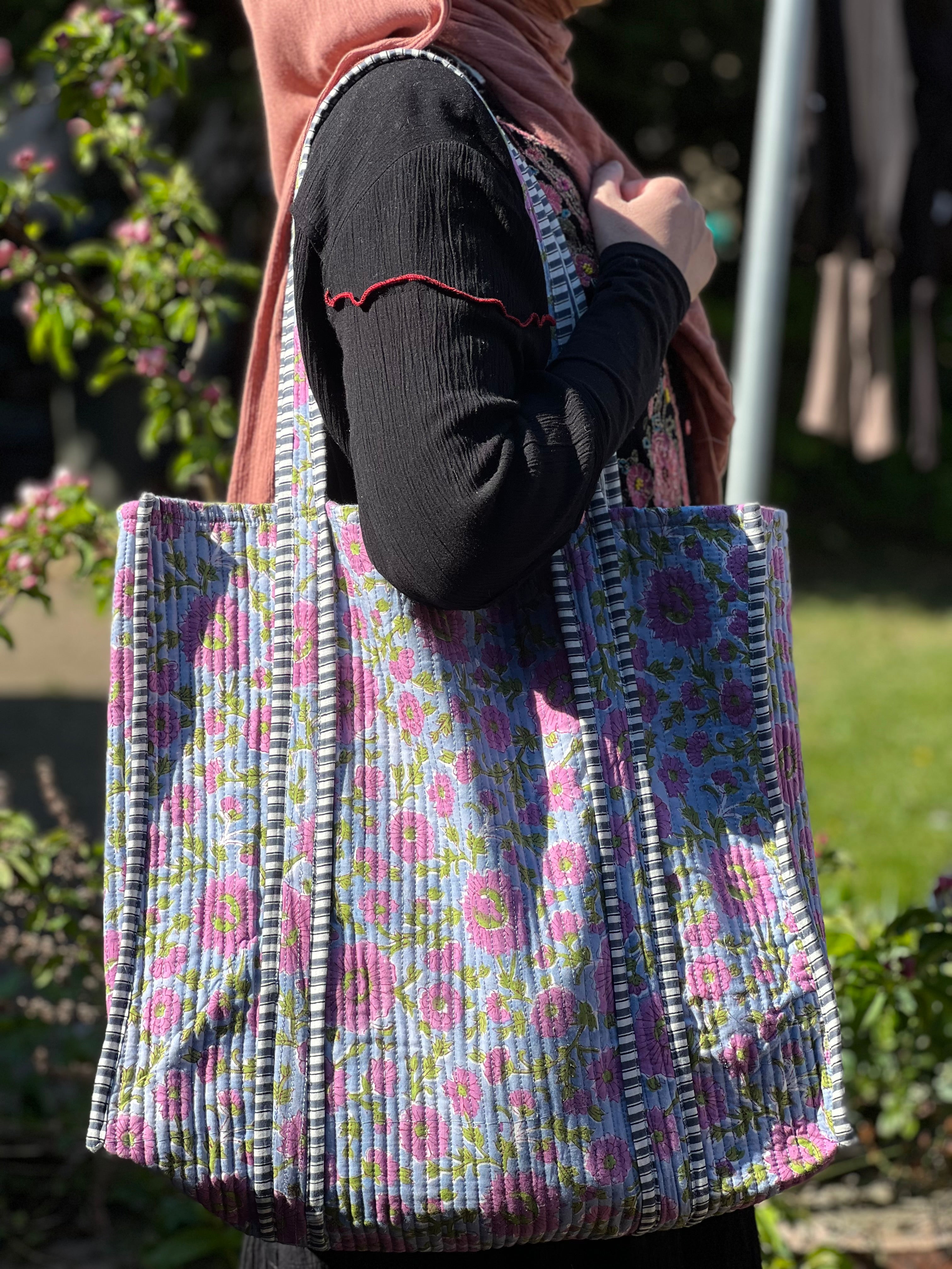 Purple Floral Tote Bag