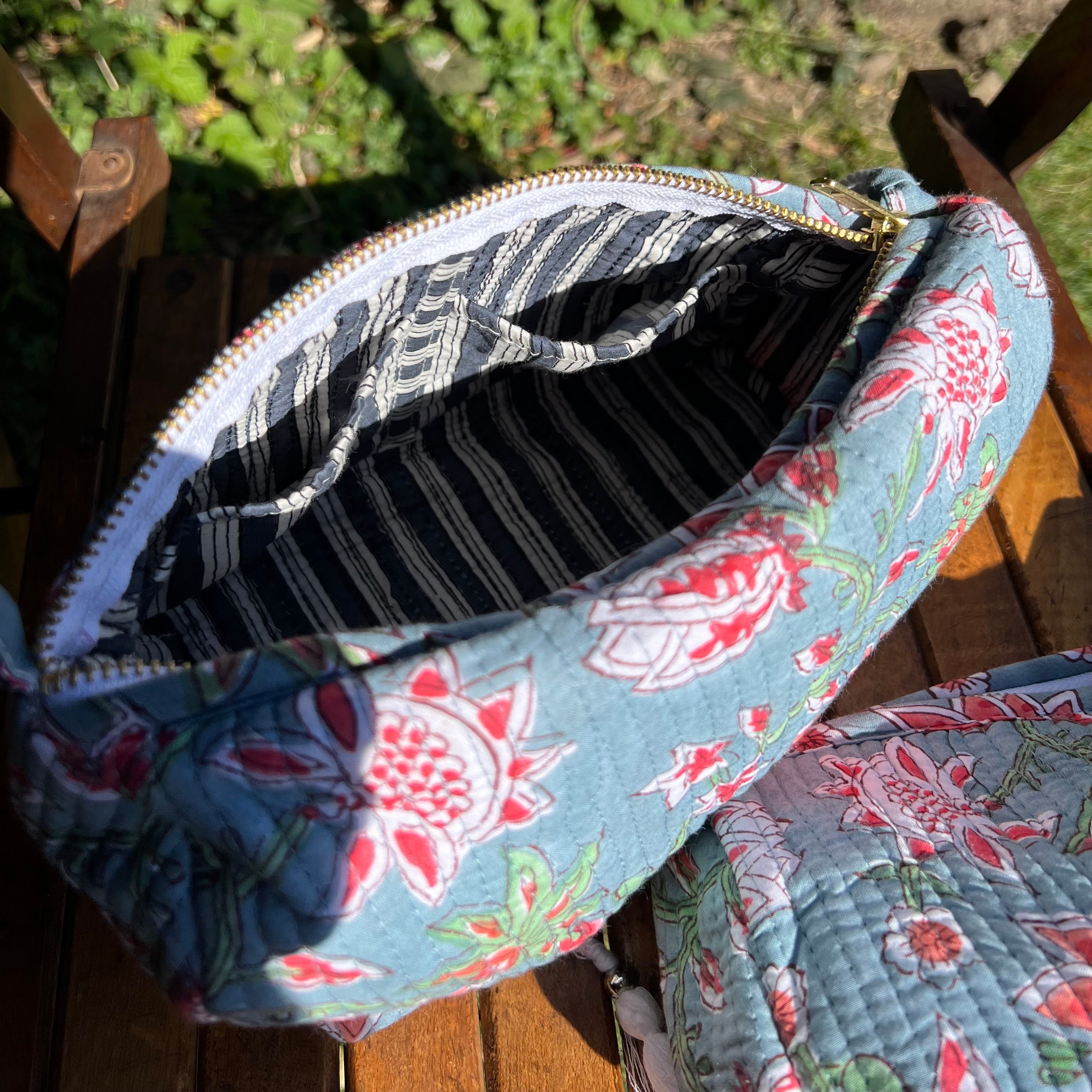 Blue Makeup Pouch Set of 3