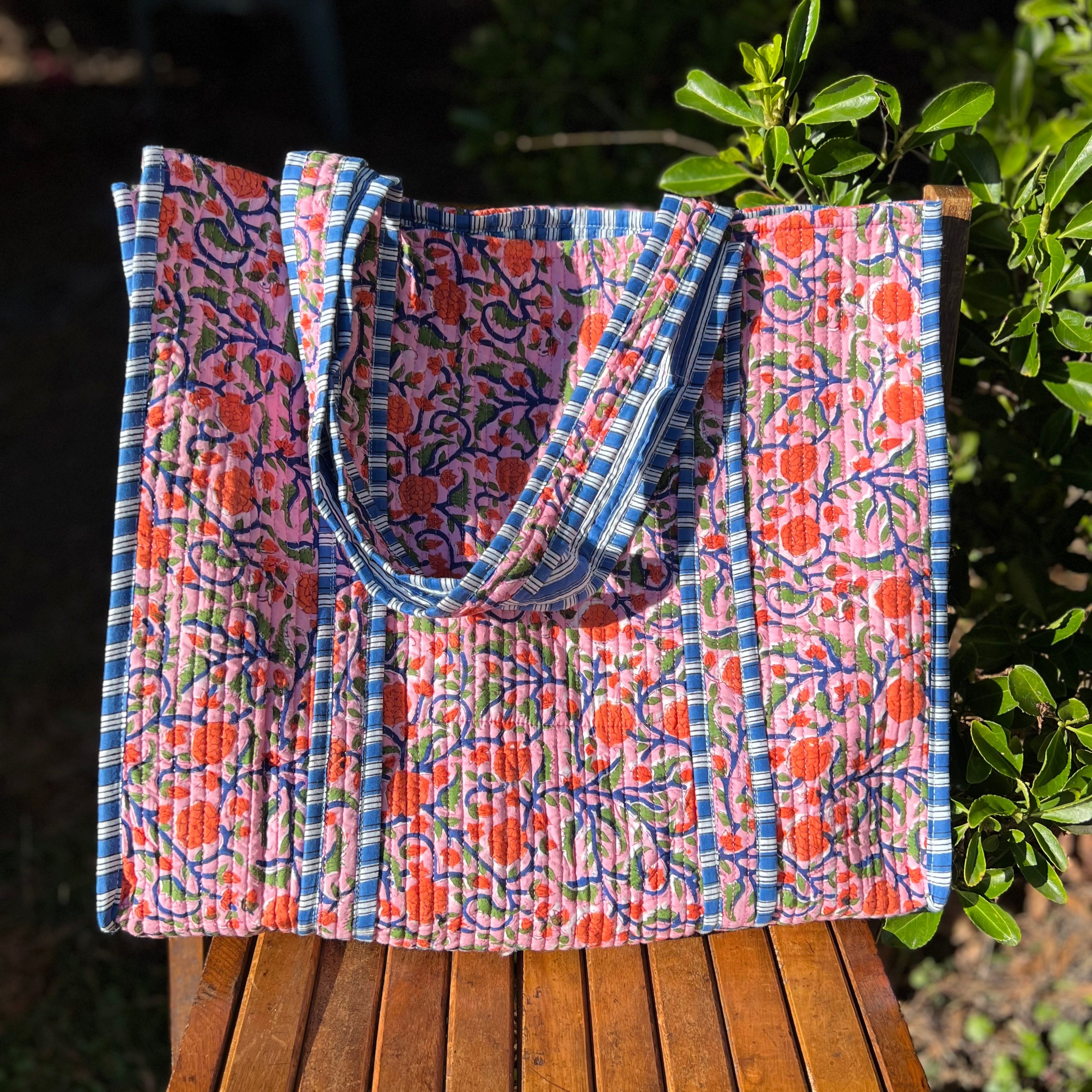 Pink Floral Tote Bag