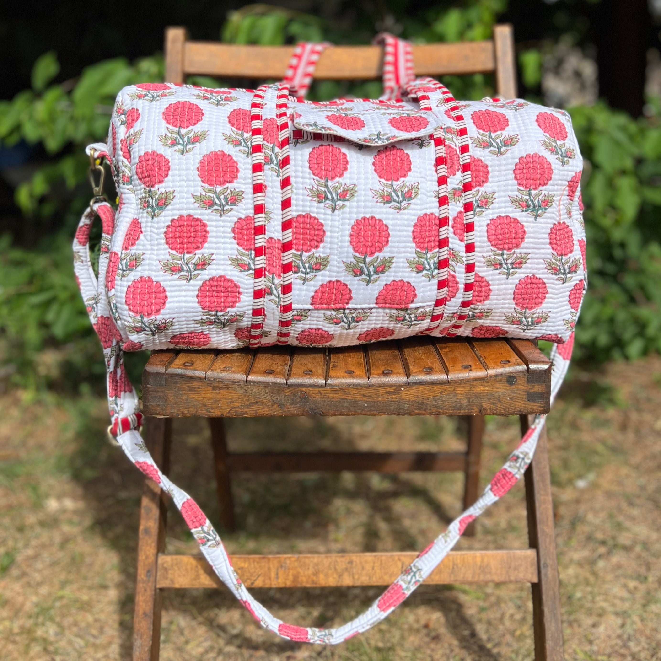 Pink Flower Weekend Duffle Bag
