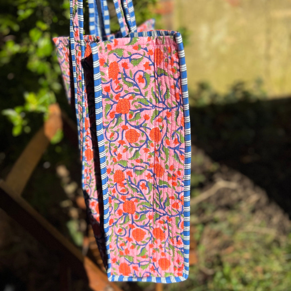 Pink Floral Tote Bag