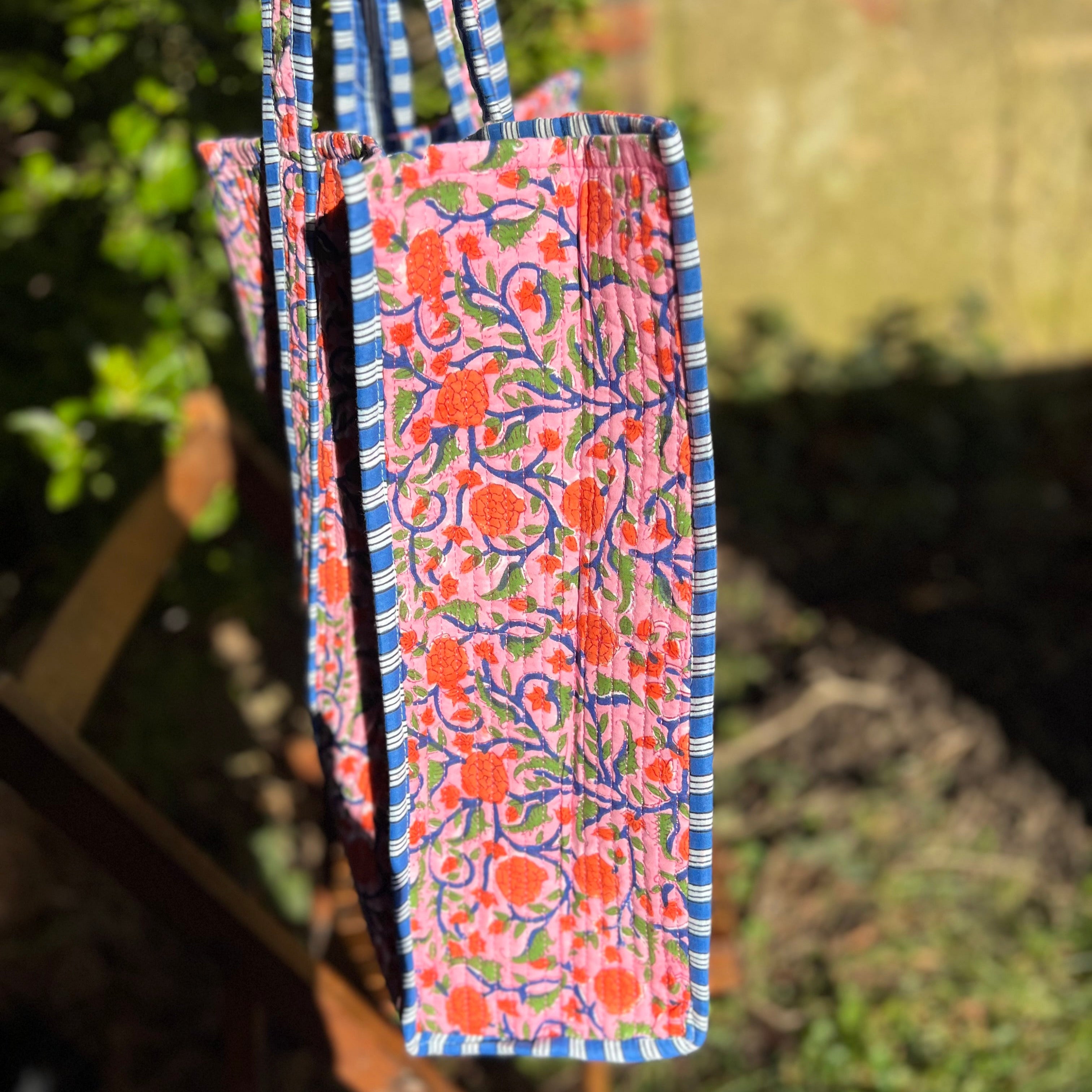 Pink Floral Tote Bag