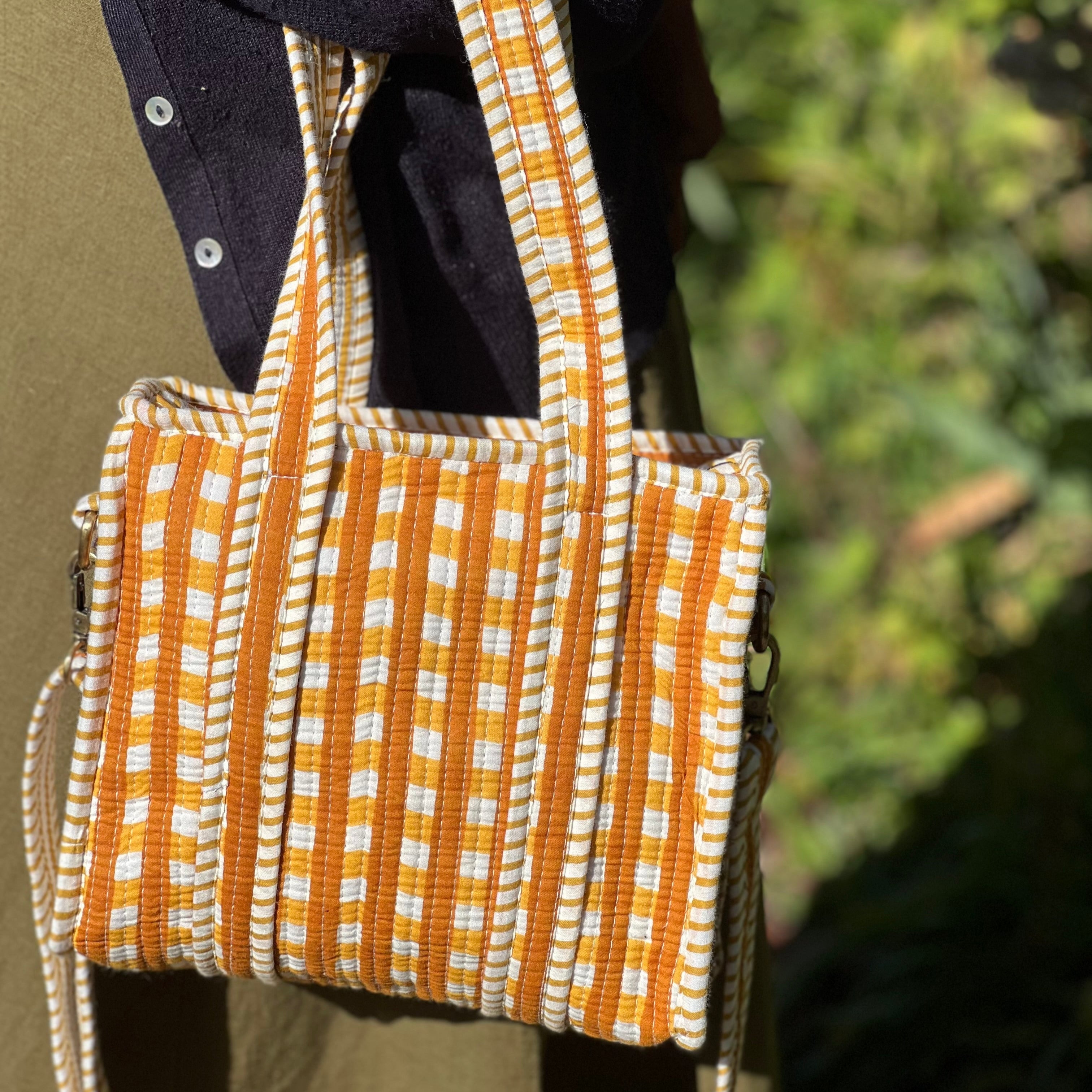 Yellow Gingham Mini Tote Bag