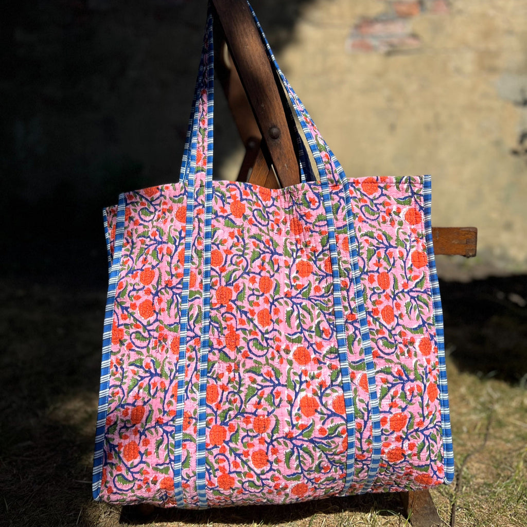 Pink Floral Tote Bag