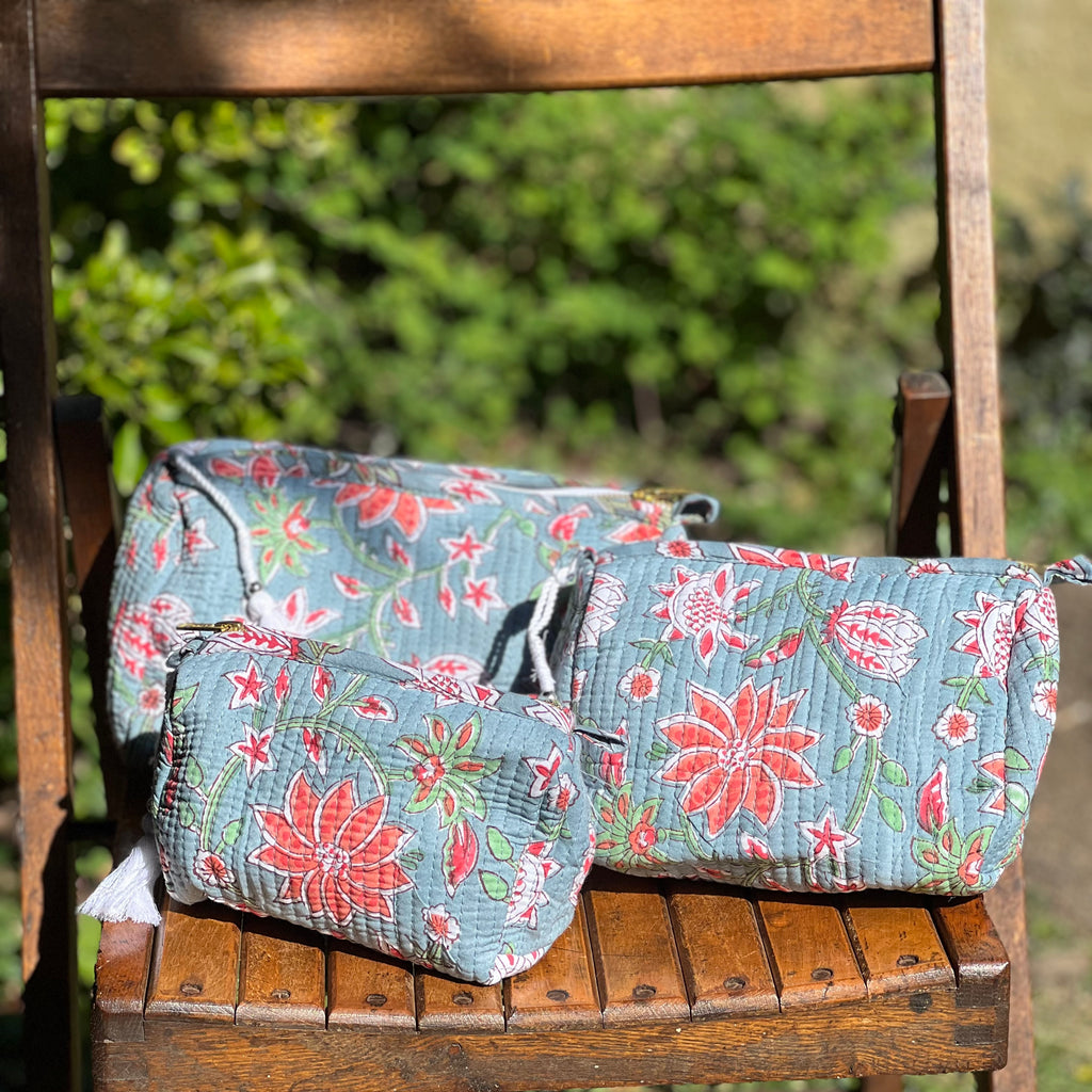 Blue Makeup Pouch Set of 3