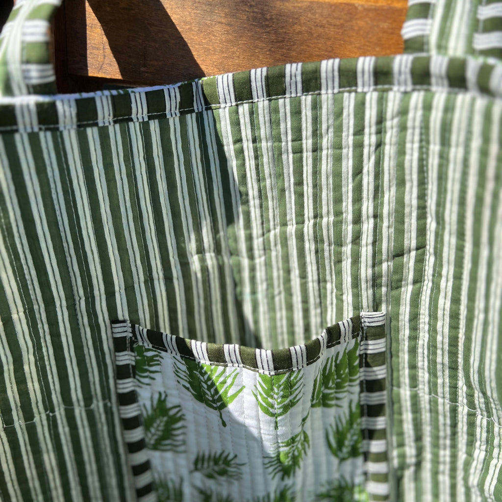 White & Green Leaf Tote Bag