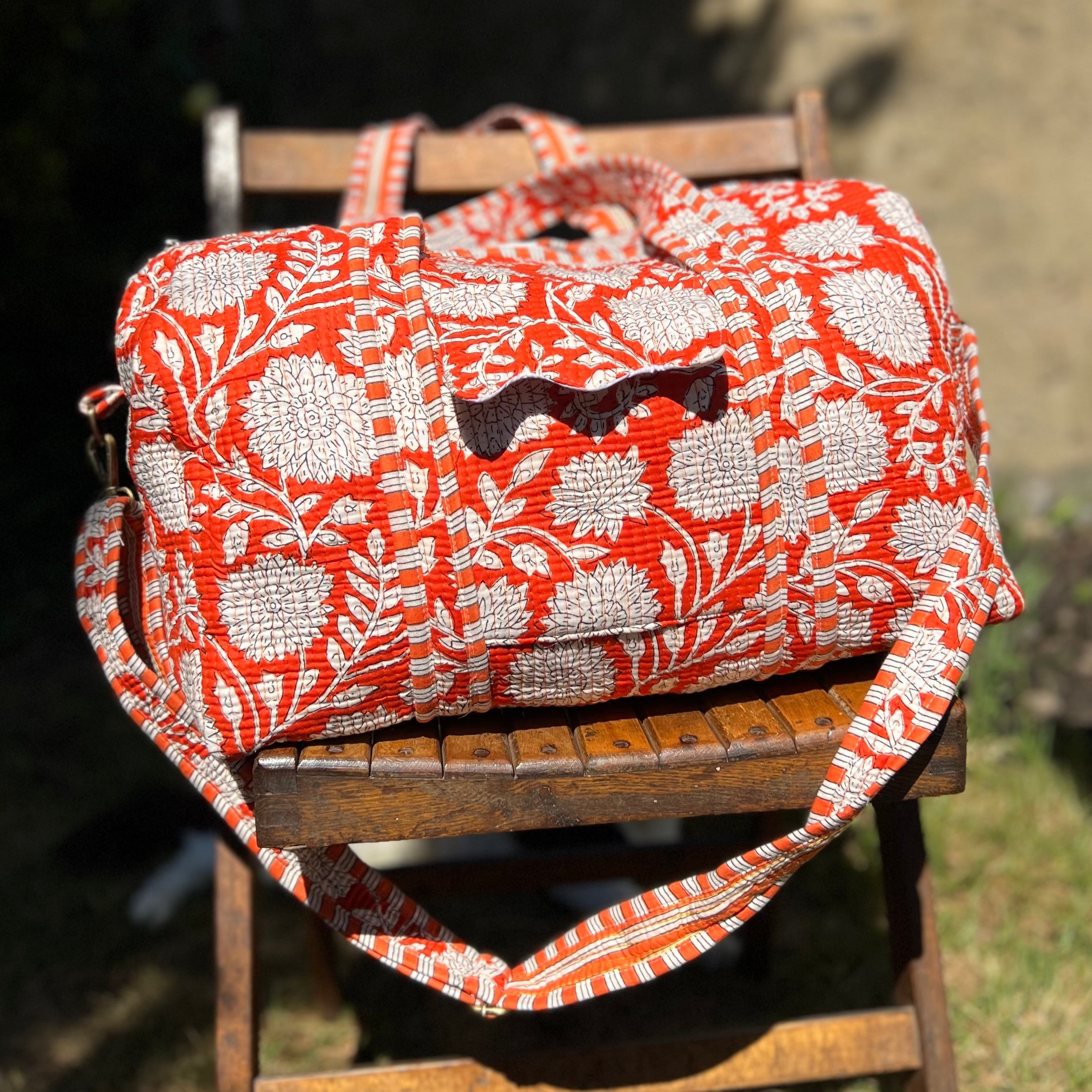 Orange Floral Weekend Duffle Bag
