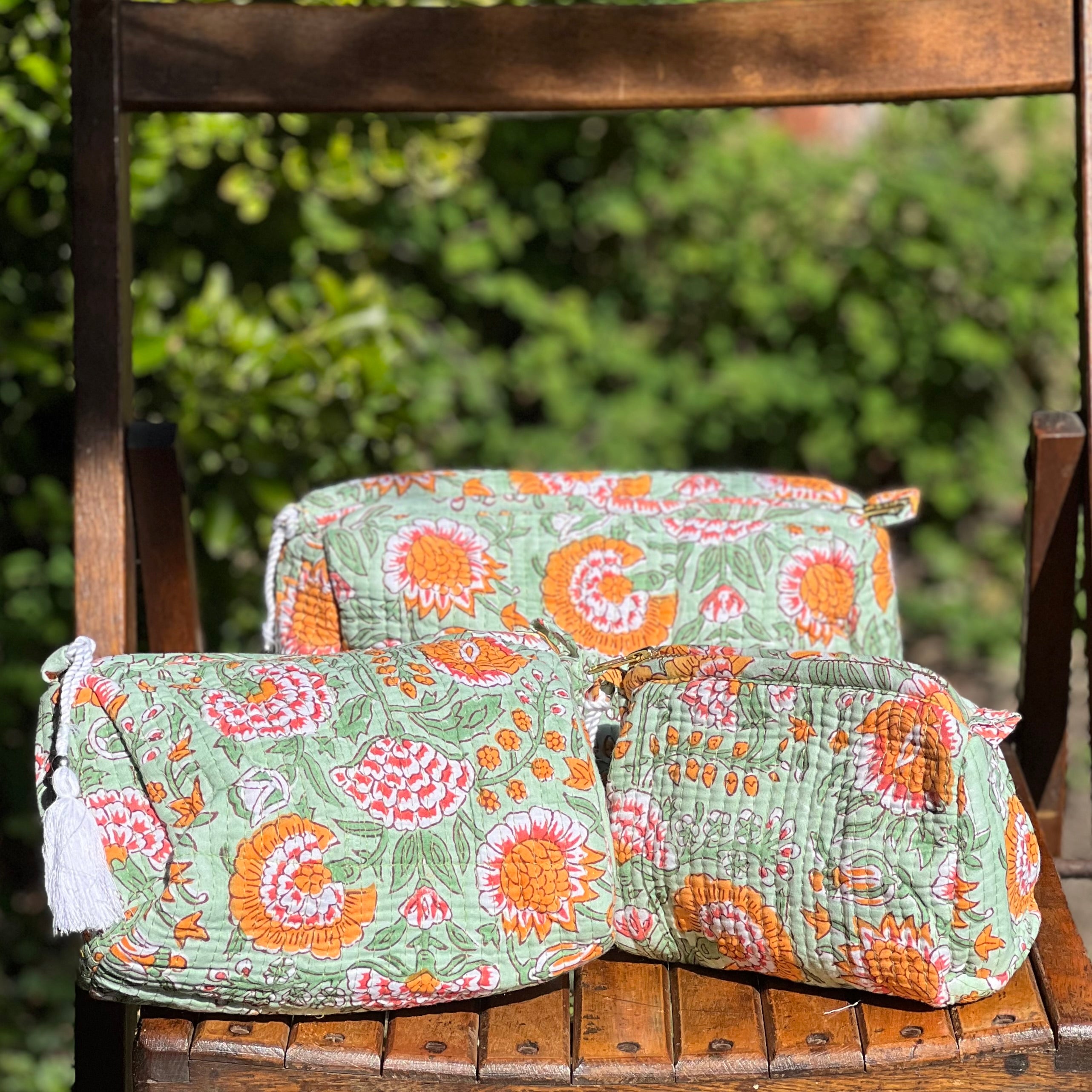 Green Makeup Pouch Set of 3