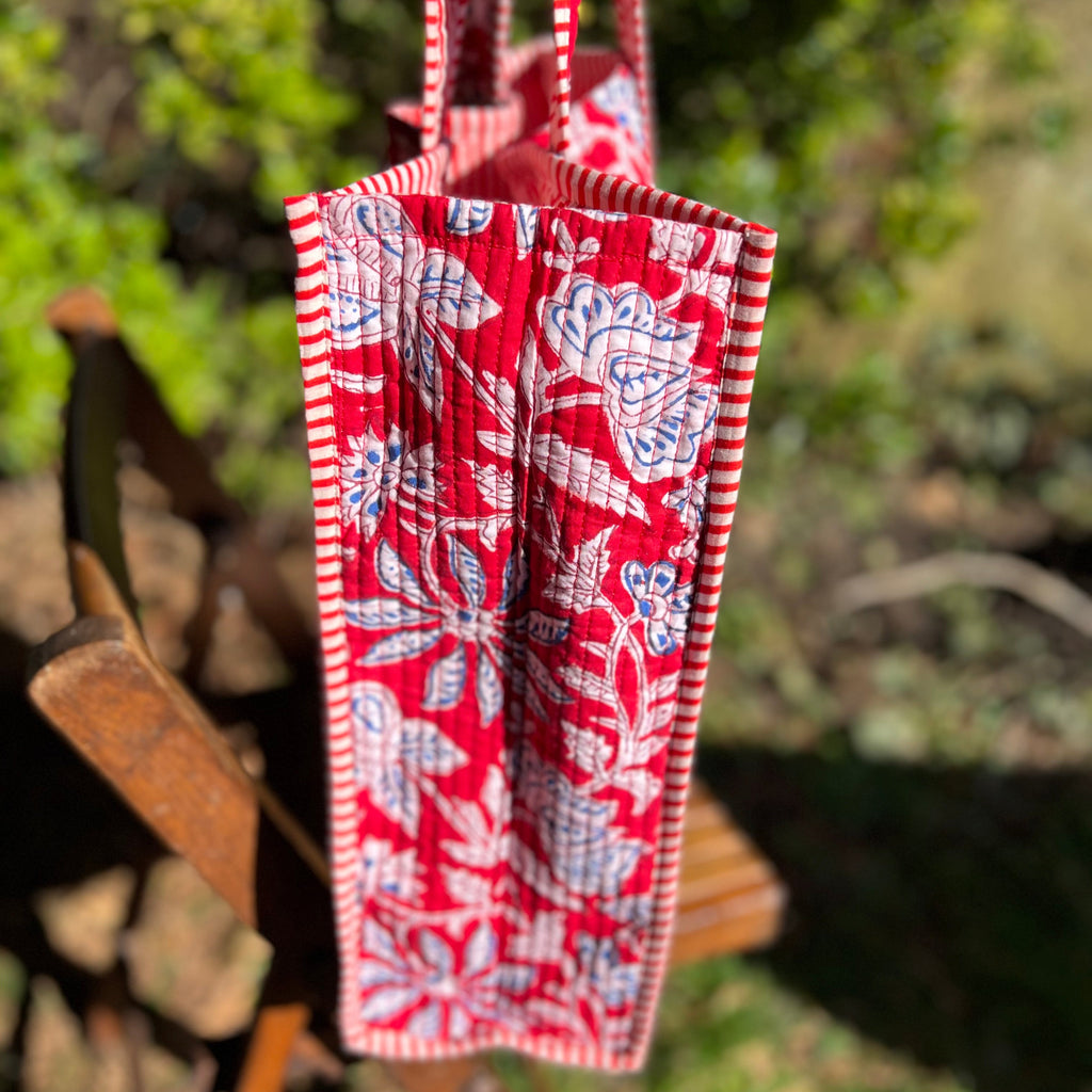 Red Floral Tote Bag