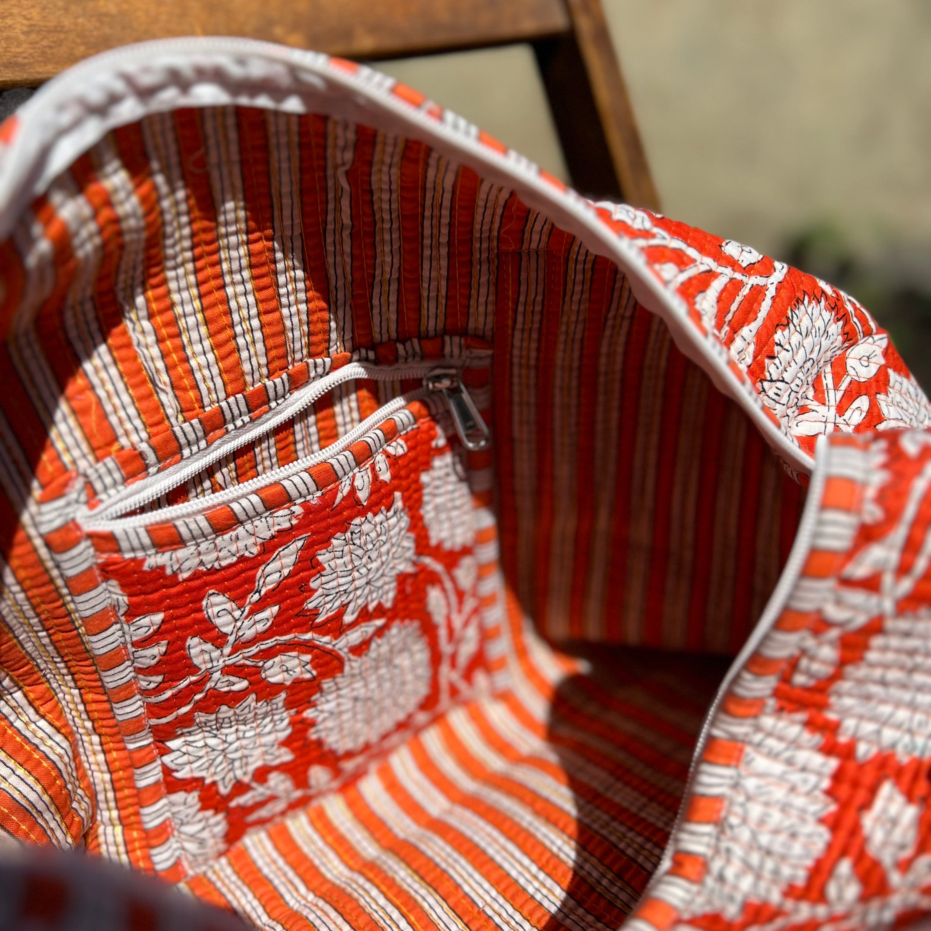 Orange Floral Weekend Duffle Bag