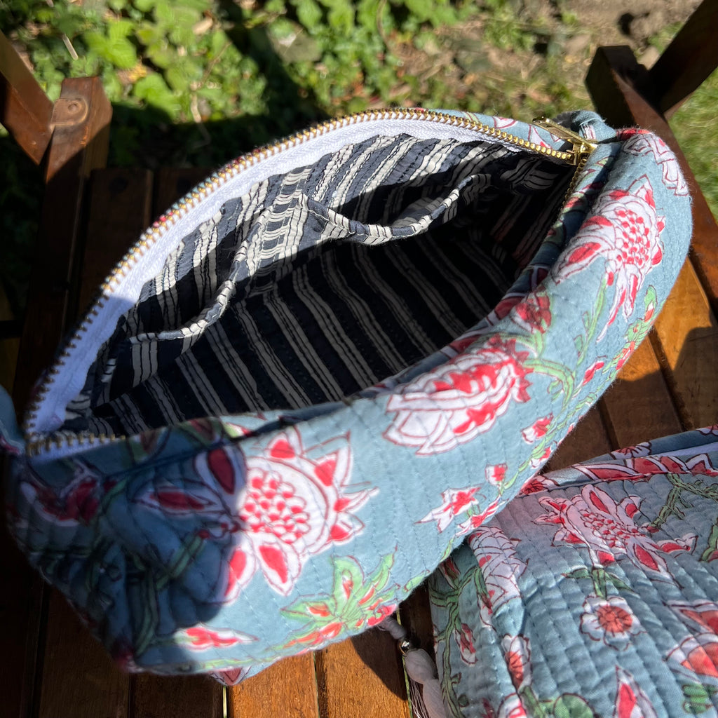 Blue Makeup Pouch Set of 3