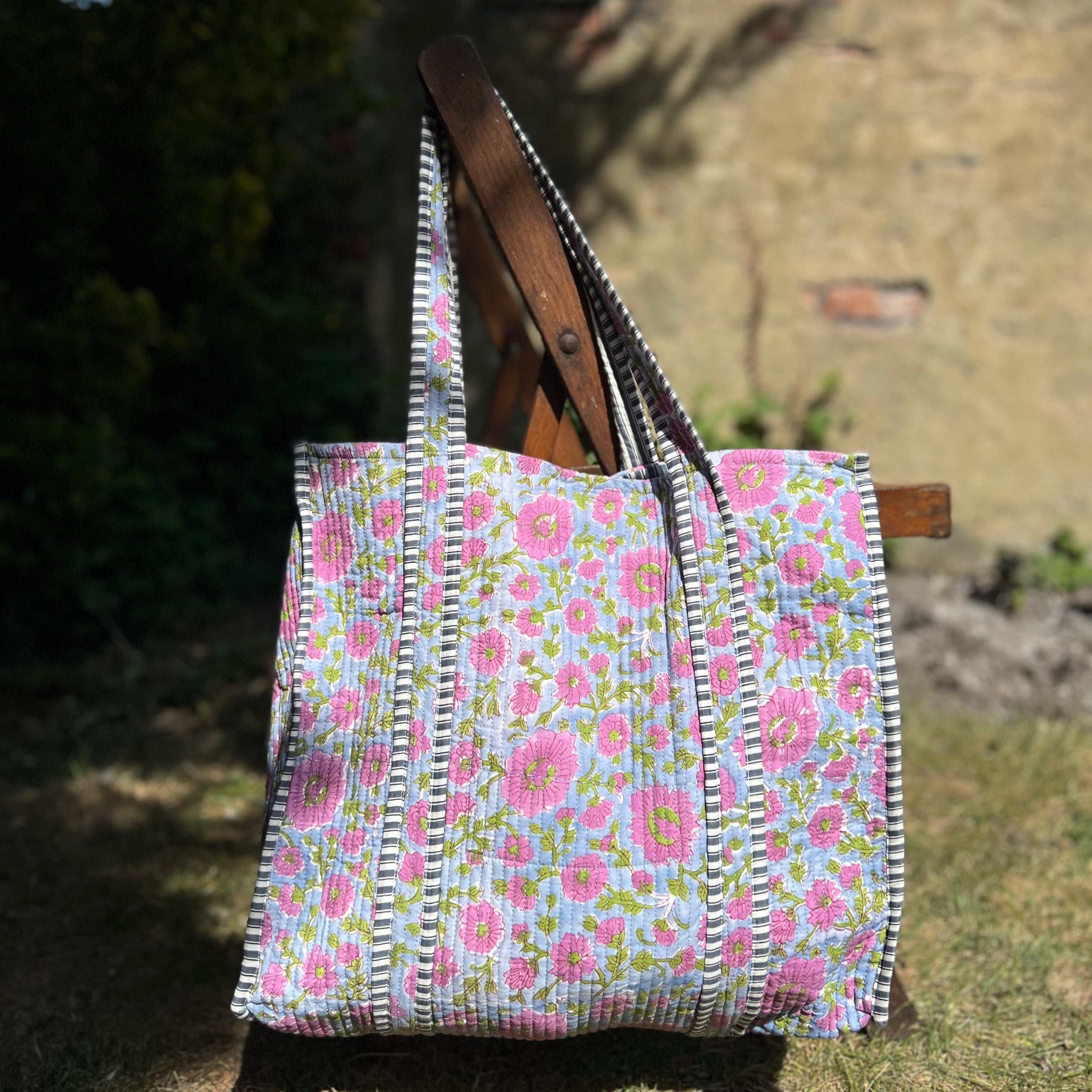 Purple Floral Tote Bag