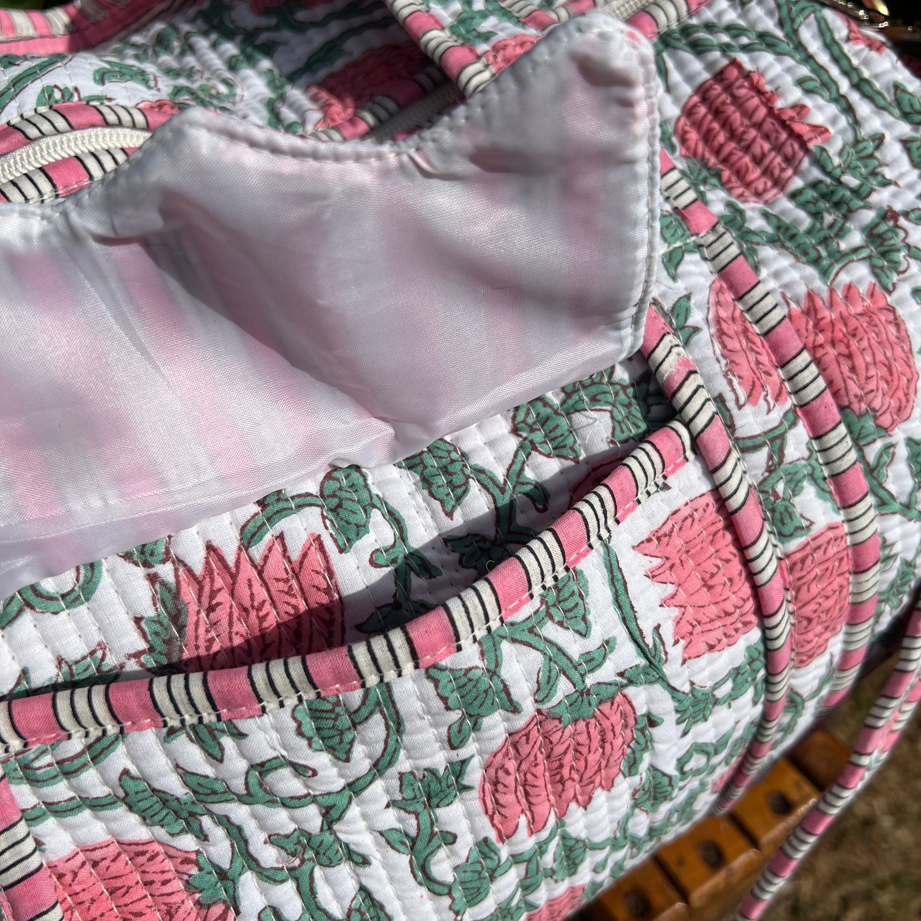 Pink & Green Floral Vine Weekend Duffle Bag