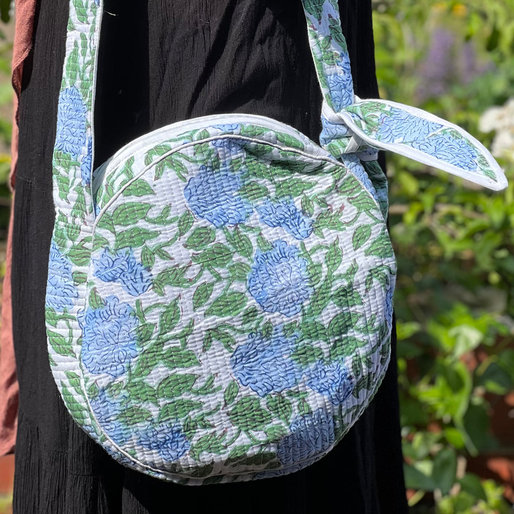 Blue & Green Round Sling Bag