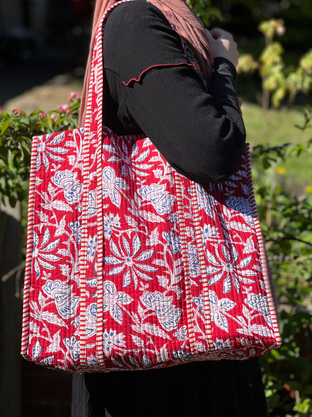 Red Floral Tote Bag