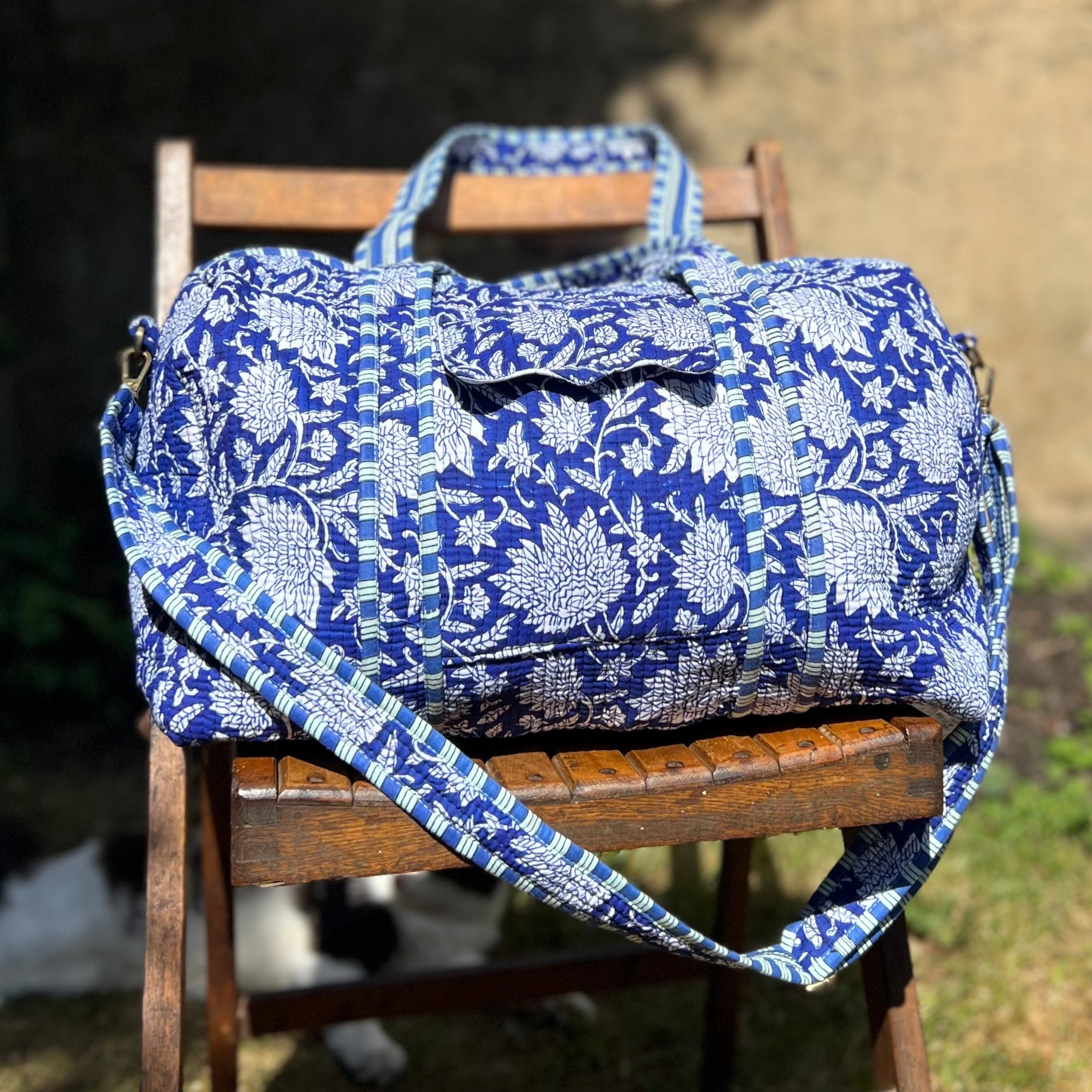 Blue Floral Weekend Duffle Bag