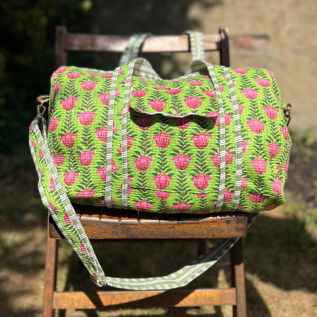 Lime Green & Pink Weekend Duffle Bag