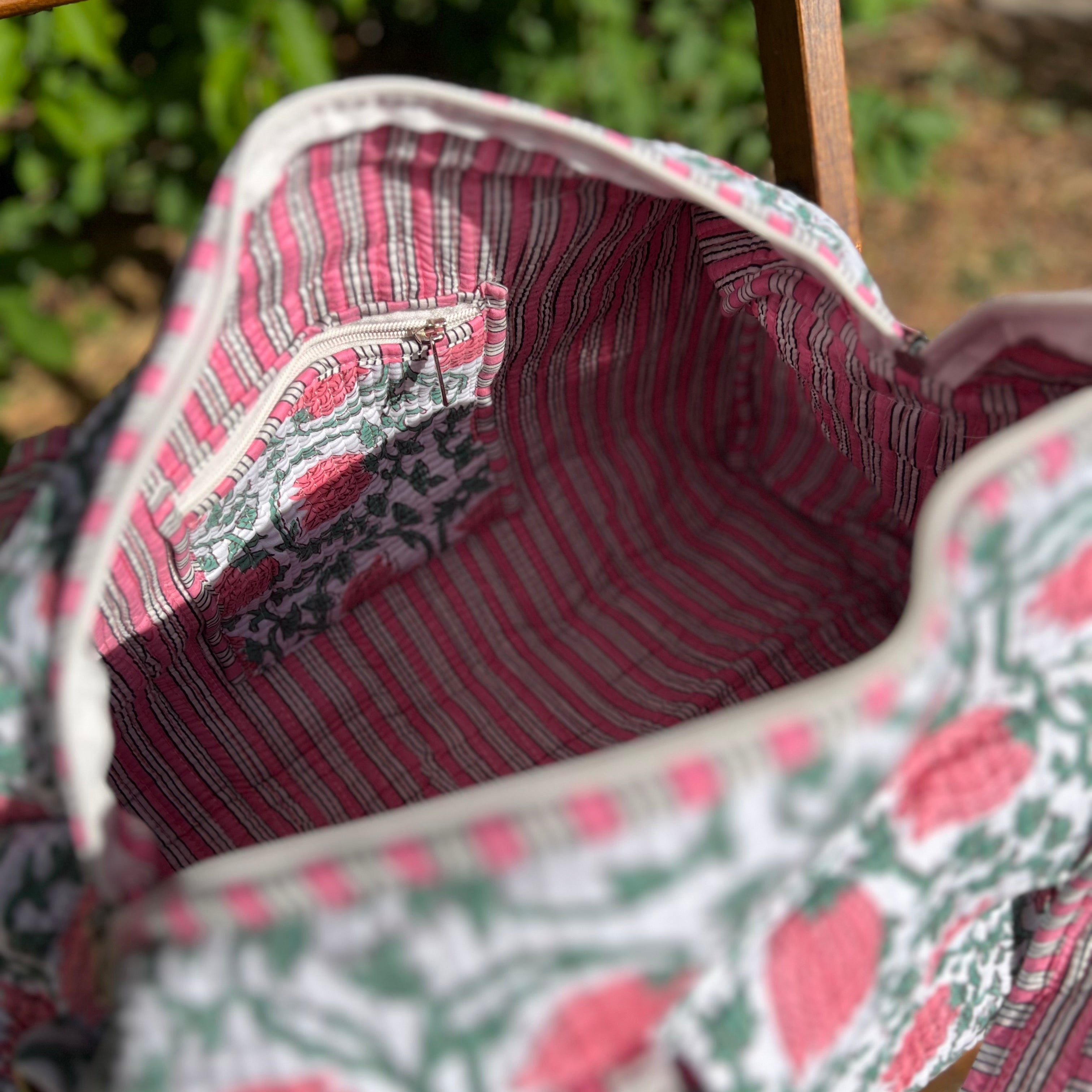 Pink & Green Floral Vine Weekend Duffle Bag